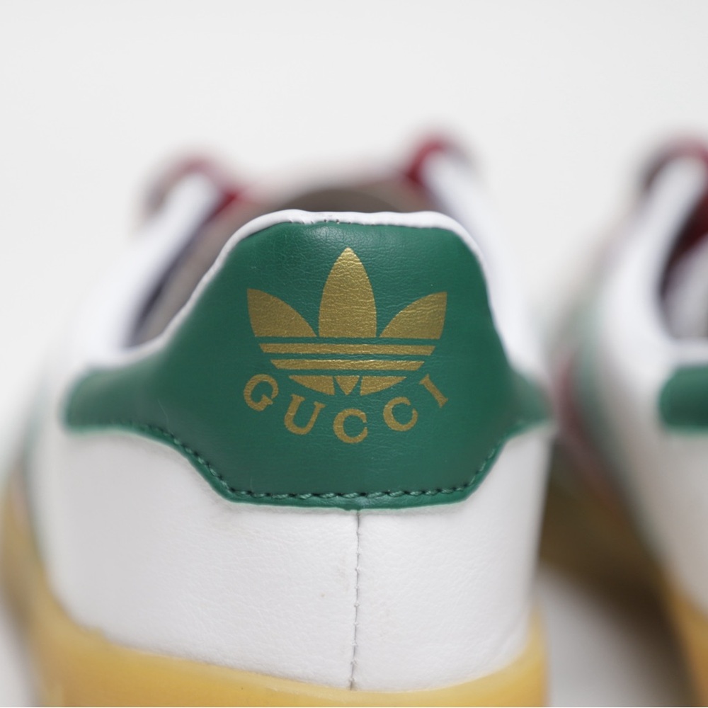 Authentic Gucci x Adidas Gazelle Sneakers White Green Red - Picture 7 of 16